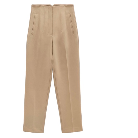 Zara Pants & Jumpsuits Zara High Waisted Pleated Tan Pants Size Xl